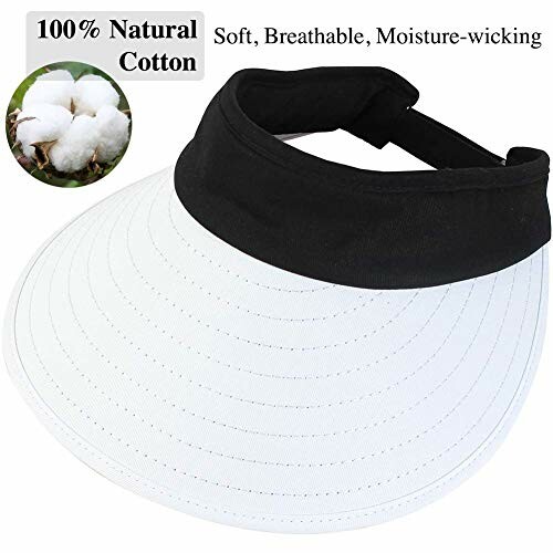 Black and white visor hat made from 100% natural cotton